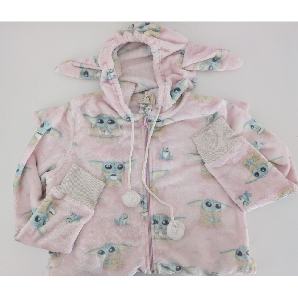 Munki Munki Pajama Women's M Pink Hooded One Piece Sleeper Star Wars Baby Yoda